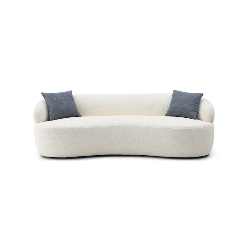 Divano curvo beige moderno di metà secolo