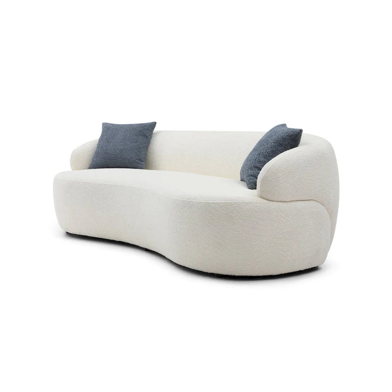 Divano curvo beige moderno di metà secolo