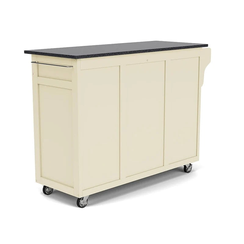 Carrello da cucina bianco con piano in granito nero