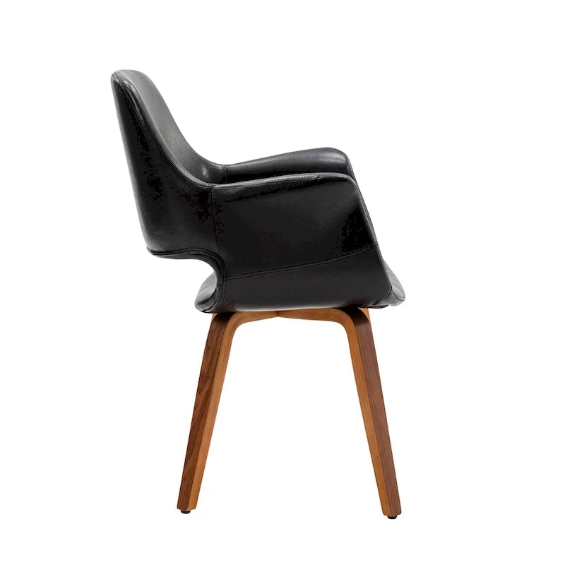 Set di 2 sedie da pranzo in pelle PU con gambe in legno curvato