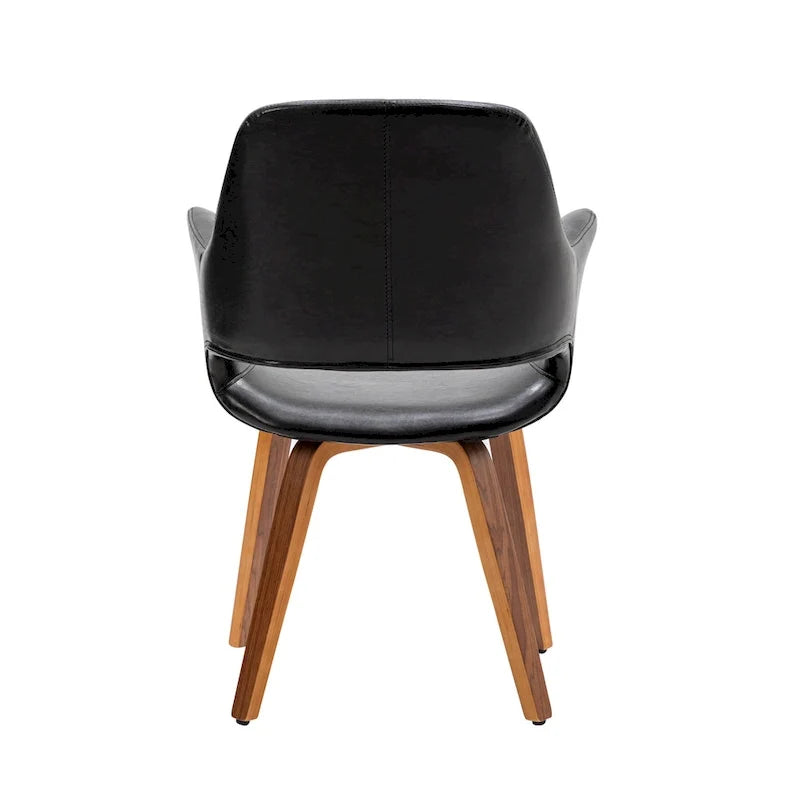 Set di 2 sedie da pranzo in pelle PU con gambe in legno curvato