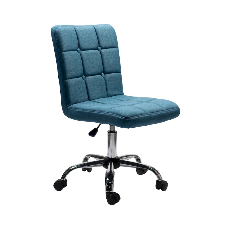 Sedia da ufficio in tessuto capitonné con base in metallo
