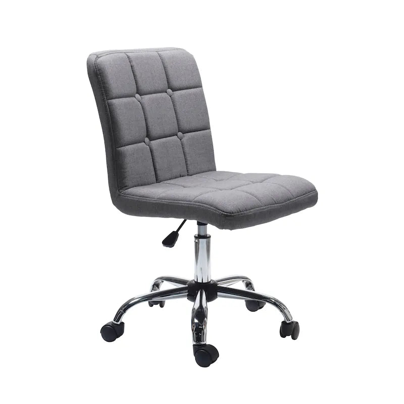 Sedia da ufficio in tessuto capitonné con base in metallo