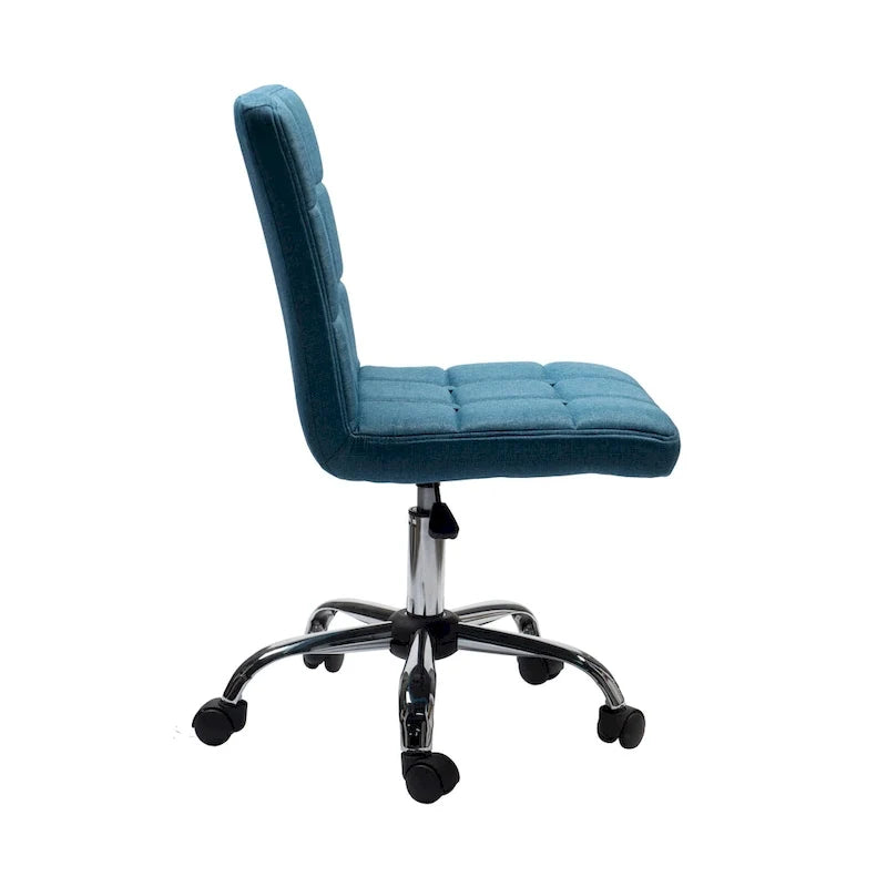 Sedia da ufficio in tessuto capitonné con base in metallo