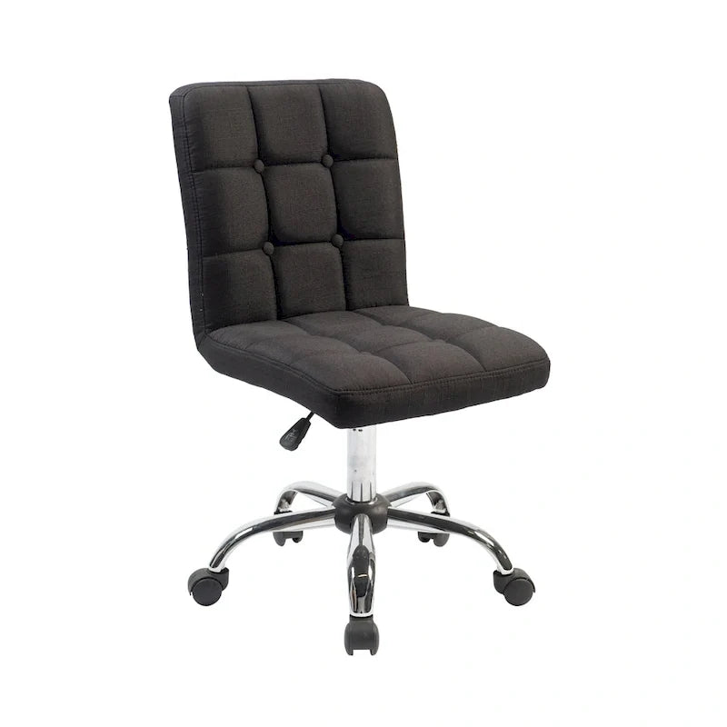 Sedia da ufficio in tessuto capitonné con base in metallo