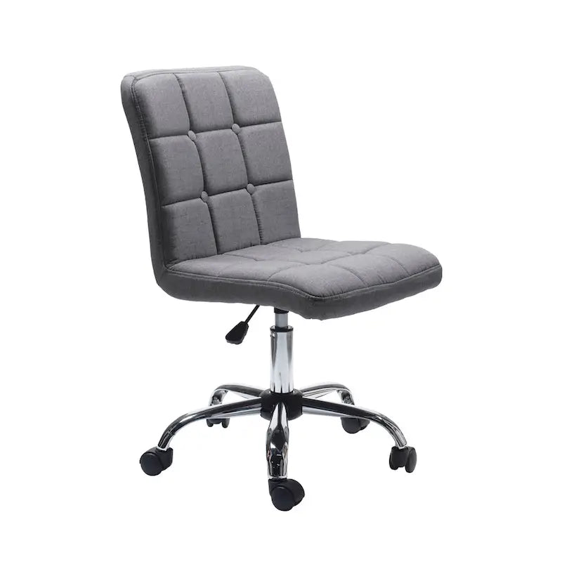 Sedia da ufficio in tessuto capitonné con base in metallo