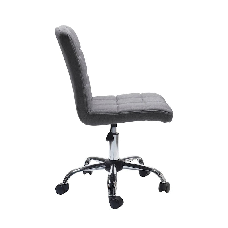 Sedia da ufficio in tessuto capitonné con base in metallo