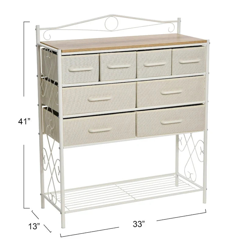 Household Essentials Victoria Dresser Table Storage Organizer with 8 Drawers and Shoe Shelf