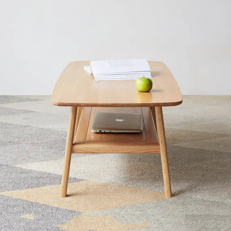 Tavolino basso, piano in legno massello al 100%, scrivania e tavolino da caffè, scrivania per lo studio e il lavoro da casa