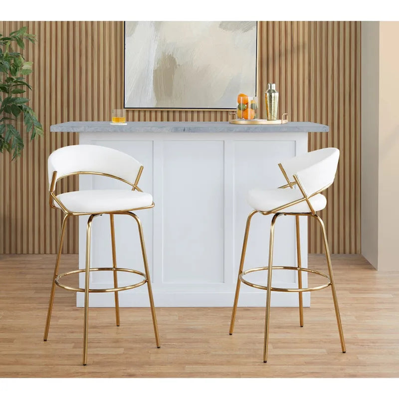 Silver Orchid Tatyana 30 Fixed-Height Bar Stool with Metal Legs (Set of 2)