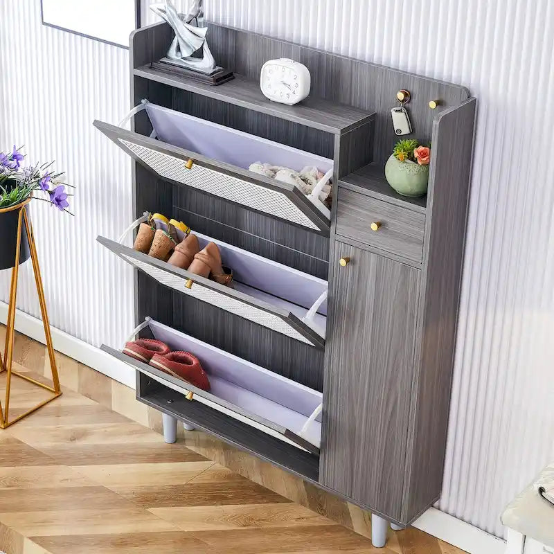 Modern minimalist storage Japanese rattan shoe bed top cabinet small home furniture Suitable for corridors and living rooms