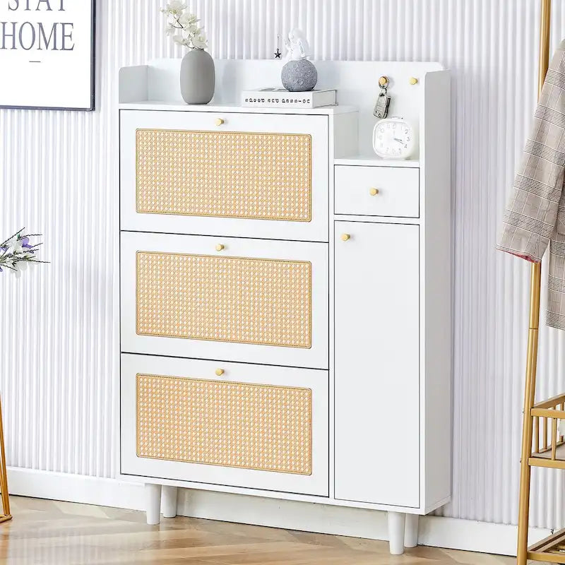 Modern minimalist storage Japanese rattan shoe bed top cabinet small home furniture Suitable for corridors and living rooms