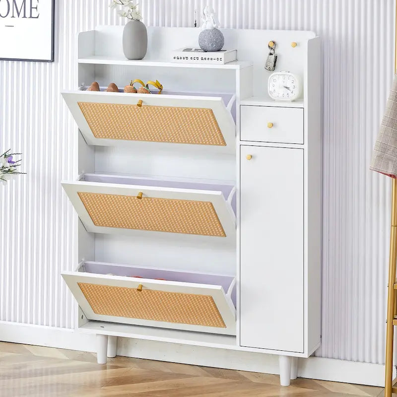 Modern minimalist storage Japanese rattan shoe bed top cabinet small home furniture Suitable for corridors and living rooms