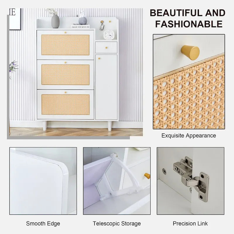 Modern minimalist storage Japanese rattan shoe bed top cabinet small home furniture Suitable for corridors and living rooms
