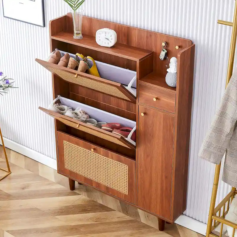 Modern minimalist storage Japanese rattan shoe bed top cabinet small home furniture Suitable for corridors and living rooms