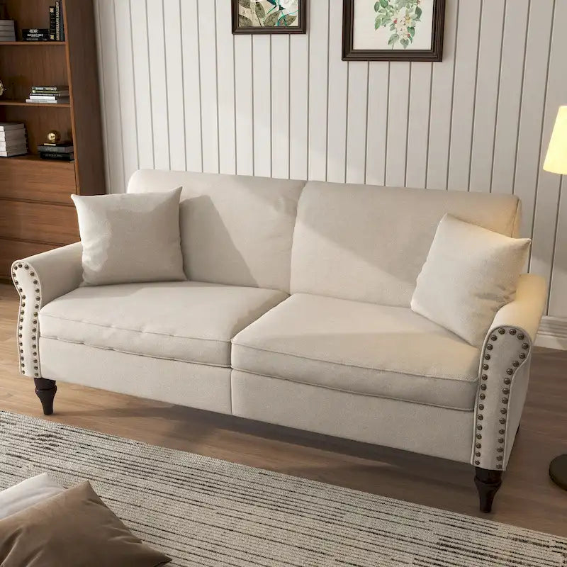 Divanetto moderno da 73 con finiture a borchie