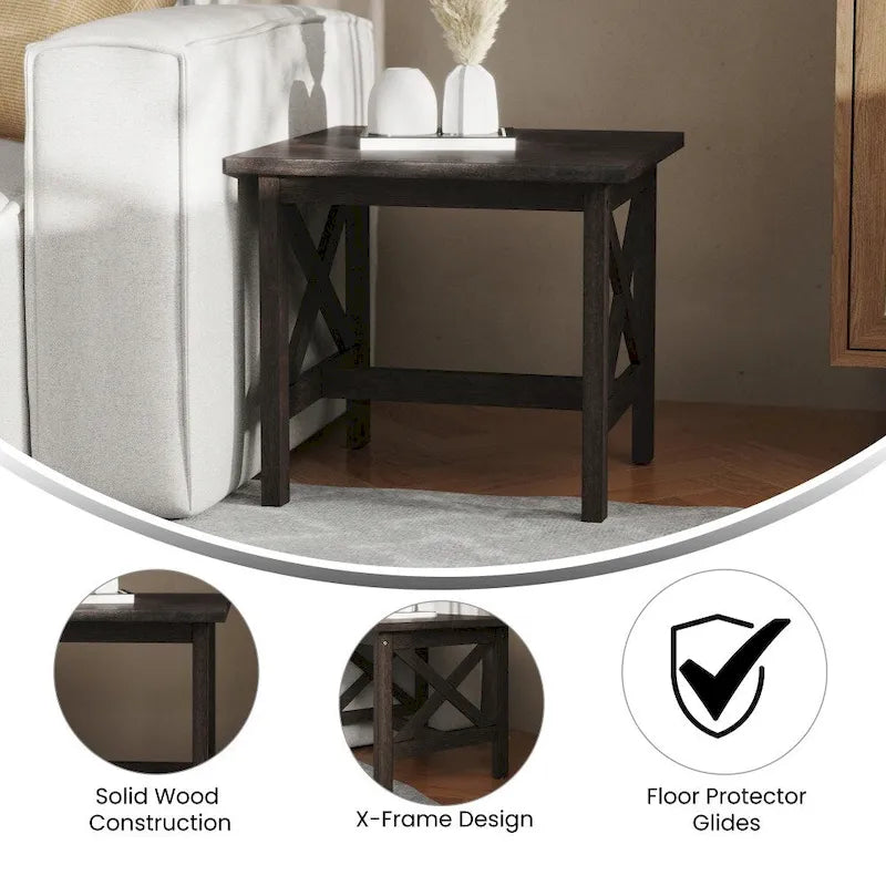 Solid Wood Traditional Farmhouse End Table