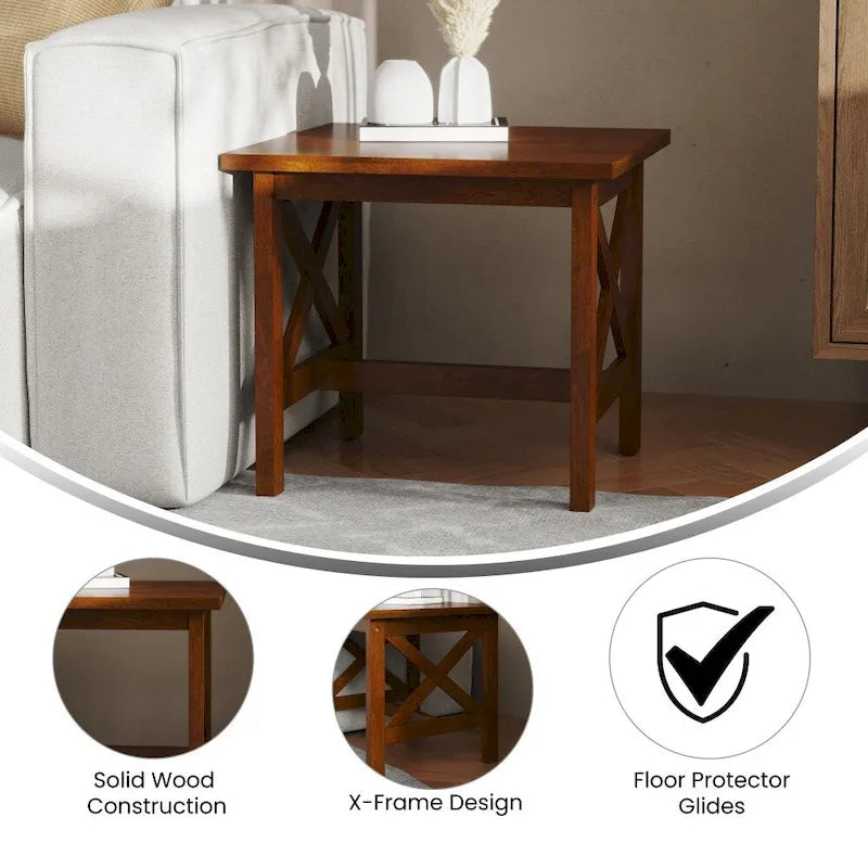 Solid Wood Traditional Farmhouse End Table